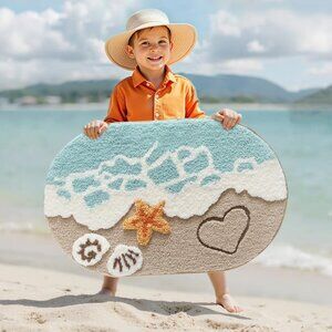 Costal Decor Rug- Non Slip - Ocean Sea Theme - 20" x 32"